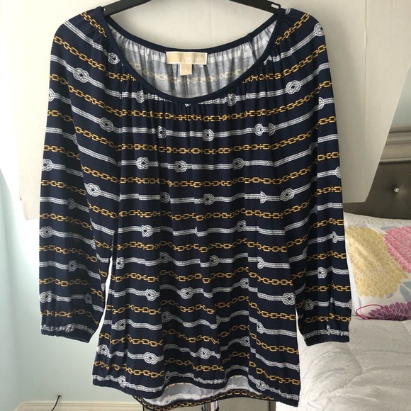 Michael Kors✨Navy Chain Link Print Top - Picture 9 of 9